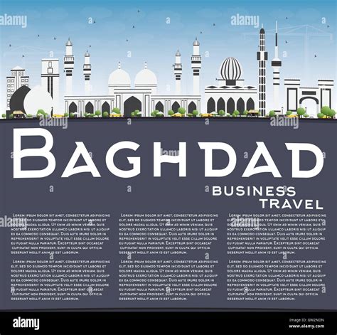 Baghdad Skyline with Gray Buildings, Blue Sky and Copy Space. Vector ...