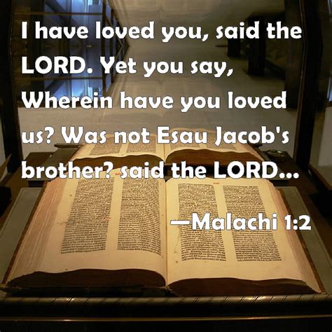 Malachi 1:2 I have loved you, said the LORD. Yet you say, Wherein have you loved us? Was not ...