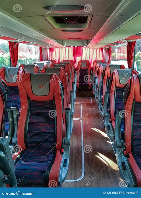 An empty tourist bus stock image. Image of tourist, armrests - 125108357