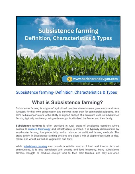 Subsistence farming- Definition, Characteristics & Types by Harisharan ...