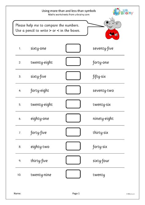 Number Names And Symbols For Grade 1