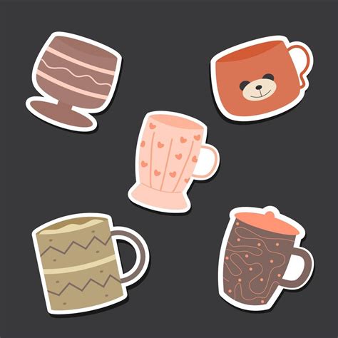 cute coffee and tea cup stickers 4676373 Vector Art at Vecteezy