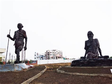 A Scrap metal statue - Gandhi & Vinoba Bhave statue