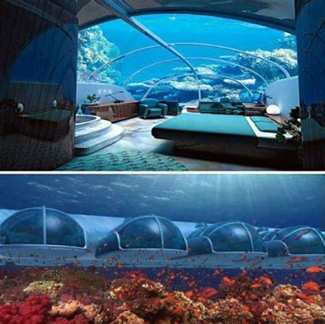 The Underwater Poseidon Resort, Fiji. You can sleep on the ocean floor and press a button to ...