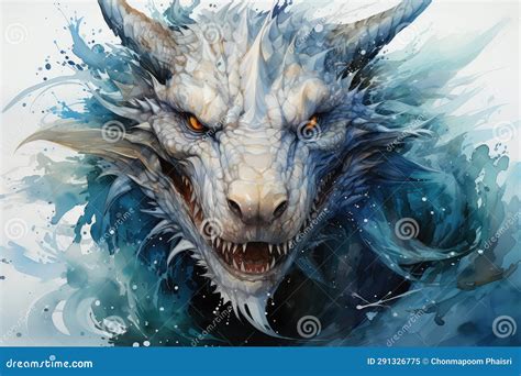 Fantasy Illustration of a Wolf in Water. Digital Art Painting Stock Illustration - Illustration ...