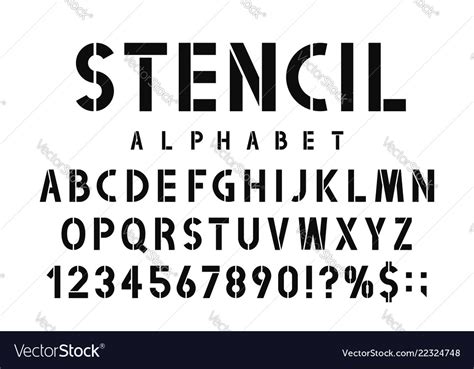 Military stencil font stencil alphabet Royalty Free Vector