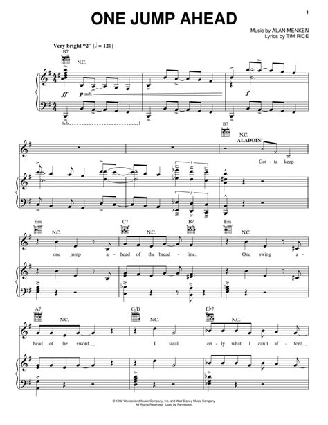 One Jump Ahead (from Aladdin: The Broadway Musical) By Alan Menken - Digital Sheet Music For ...