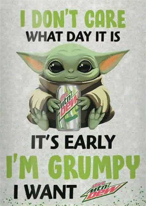 Baby Yoda Grogu Grumpy Diet Mountain Dew sticker | Etsy