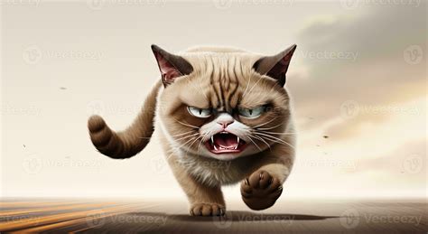 Angry siamese cat with open mouth and blue eyes. Funny cat with big ...