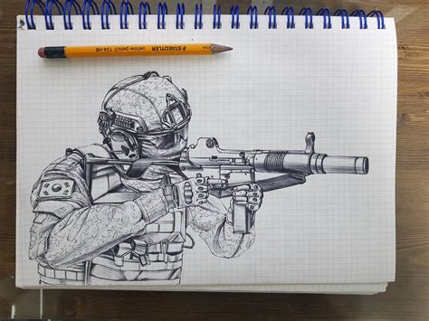 Army Specialforces soldier pen sketch and sketch illustration | Etsy