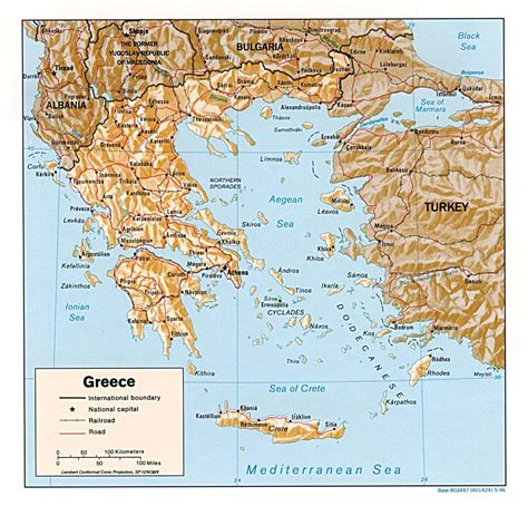 Detailed political map of Greece with relief, roads and major cities - 1996 | Greece | Europe ...