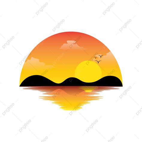 Beautiful Summer Sunset Vector Illustration, Sunset, Summer, Vector PNG ...