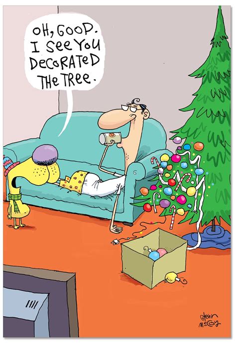 Lazy Decorating - 12 Boxed Funny Christmas Cards with Humorous Cartoon ...