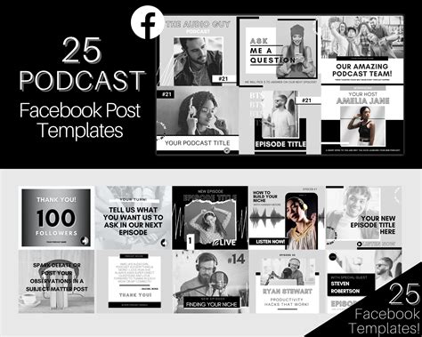 25 Podcast Facebook Post Templates. Editable Social Media | Etsy