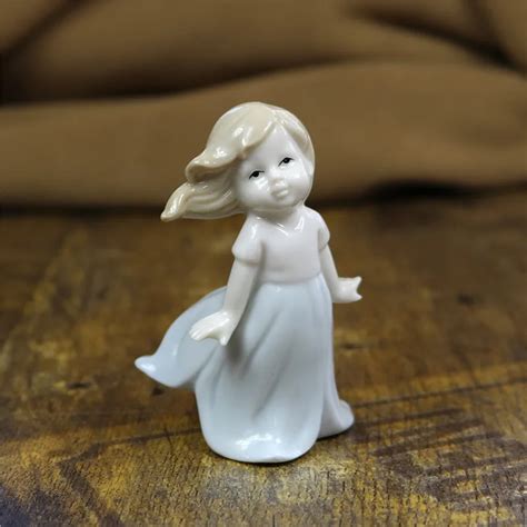 Vintage Porcelain Countryside Girl Figurine Ceramic Doll Child Miniature Desktop Ornament Decor ...