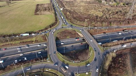 UK M25 Motorway Junction Aerial View at Rush Hour 23582925 Stock Video at Vecteezy