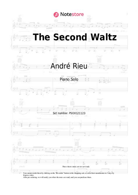 The Second Waltz piano sheet music André Rieu, Johann Strauss Orchestra in Note-Store.com ...