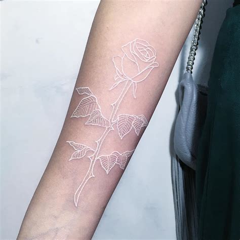 White outline rose tattoo - Tattoogrid.net