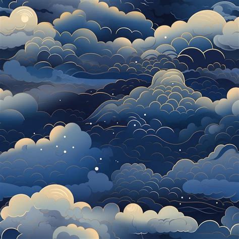 Premium AI Image | A watercolor illustration of a cloudy night sky with ...