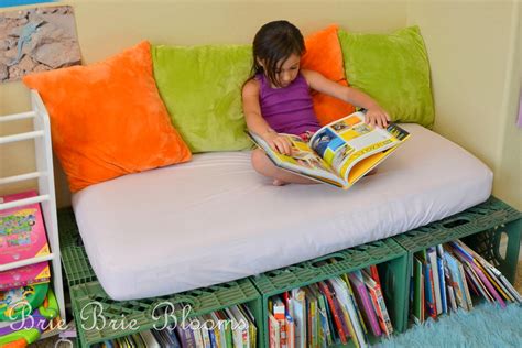 Milk Crate Book Storage and Reading Bench - Brie Brie Blooms