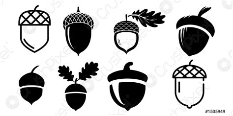 Acorn vector icons isolated on white background - stock vector 1535949 | Crushpixel