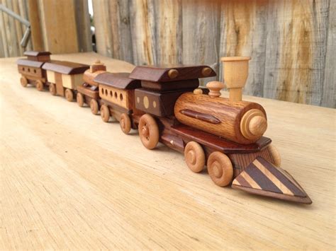 Wooden Toy Train with Locomotive Steam Engine 5 pc.Set | Etsy