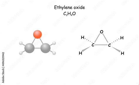 Stylized molecule model/structural formula of ethylene oxide. Stock ...