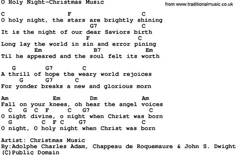 Gospel Song: O Holy Night-Christmas Music, lyrics and chords.