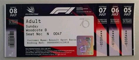 F1 Grandstand Ticket Silverstone 2018 | in Banbury, Oxfordshire | Gumtree