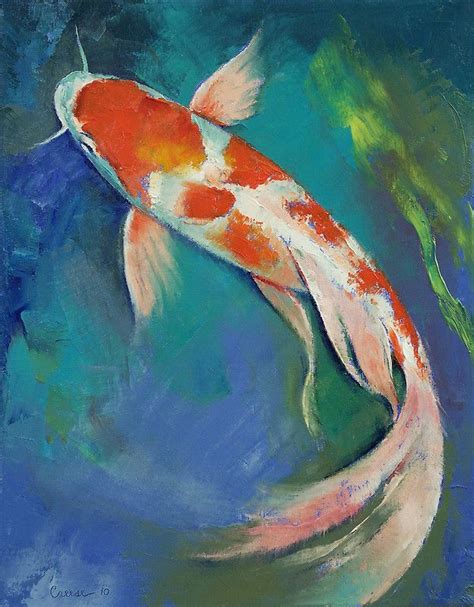 “Kohaku Butterfly Koi” by Michael Creese | Koi painting, Koi art, Koi fish drawing