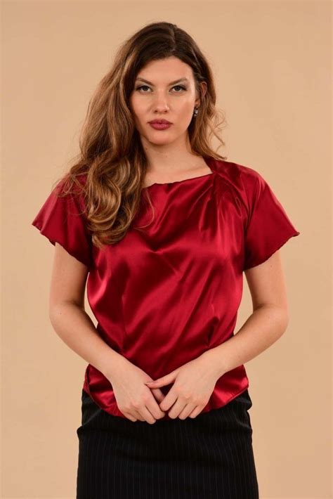 Red SIlk Blouse | Order a Charmeuse Vintage Style Top - Dorothy Zudora | Silk charmeuse blouse ...