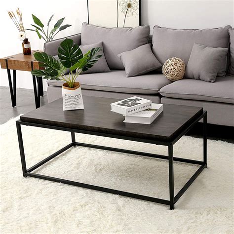 Ivinta Wood Coffee Table Modern Industrial Space Saving Couch Living Room Furniture Sofa Table ...