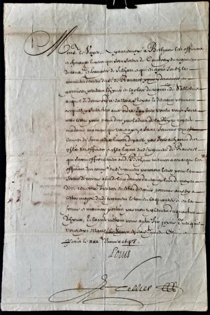 KING LOUIS XIV Letter To Rene Le Vayer Intendant Of Justice Police In Arras 1648 £603.88 ...