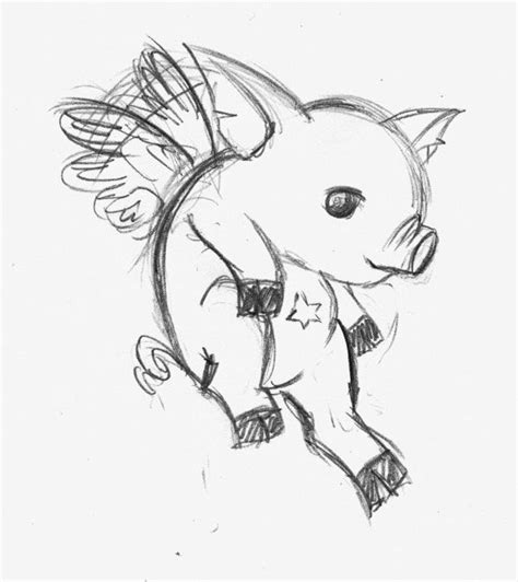 Flying Pig Drawing, Flying Pig Tattoo, Flying Pigs Art, Fly Drawing, Flying Pig Sketch, Animal ...