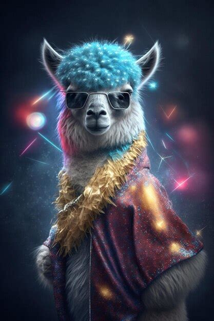 Premium AI Image | A llama with a hat and sunglasses