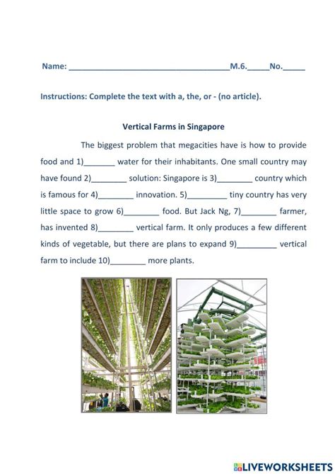 Vertical Farms in Singapore online exercise for | Live Worksheets