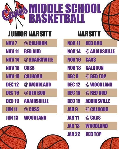 Basketball Game Schedule Template