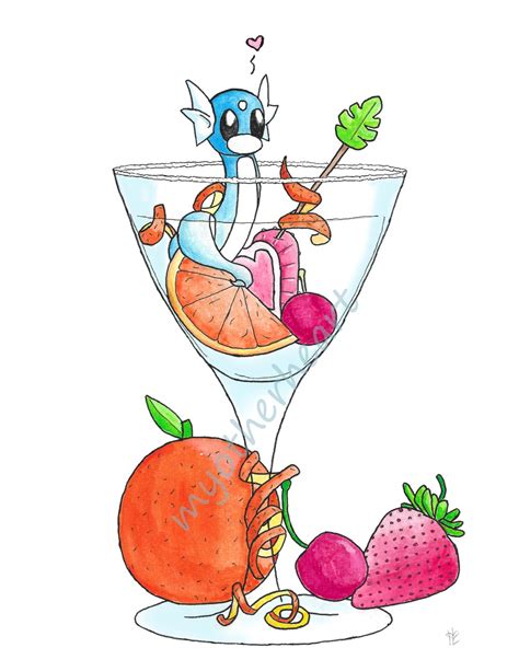 Dratini in a Martini Watercolor Pokemon Fan Art Cute Dratini | Etsy