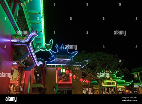 Chinatown Plaza at night in Los Angeles Stock Photo - Alamy