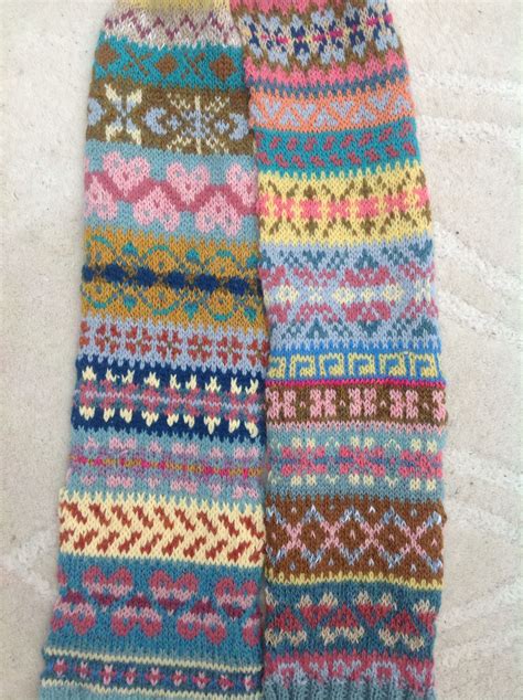 Random fairisle patterns, scrap yarns for original scarf.Debbie Irving | Fair isle knitting ...