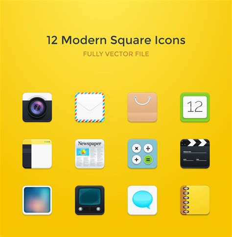 Freebie - 12 Modern Square Rounded Icons by GraphBerry on DeviantArt