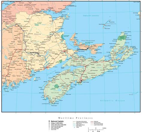 Maritime Provinces map in Adobe Illustrator vector format