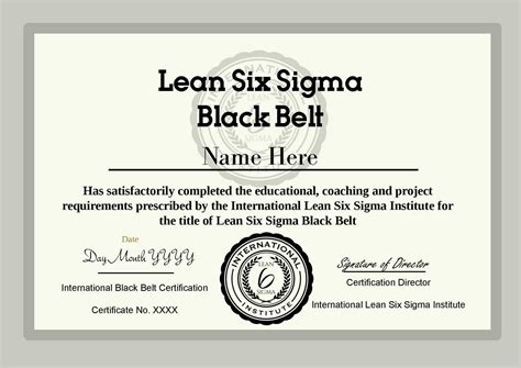 Ilssi Black Belt Cert Template 2019 throughout Green Belt Certificate Template - Professional ...