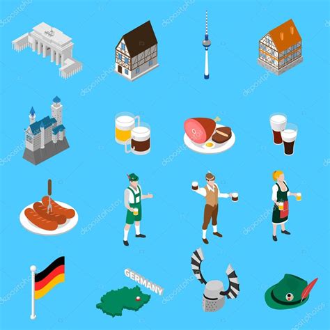 German Culture Traditions Isometric Icons Collection — Stock Vector ...