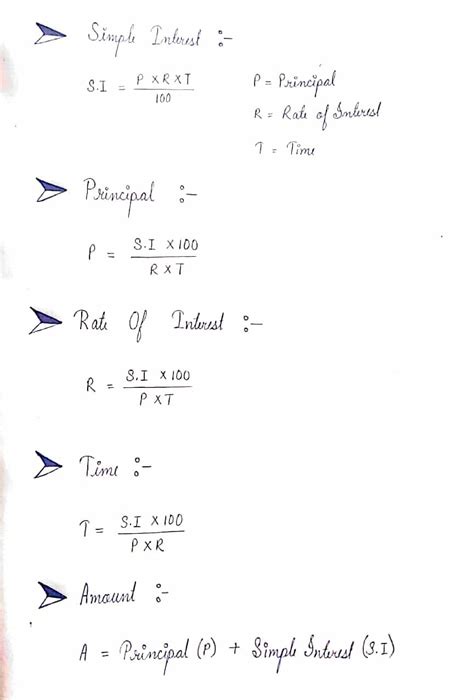 Simple Interest Formula Sheet - ConceptEra