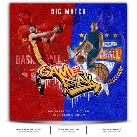 Premium PSD | Basketball gameday schedule social media post template