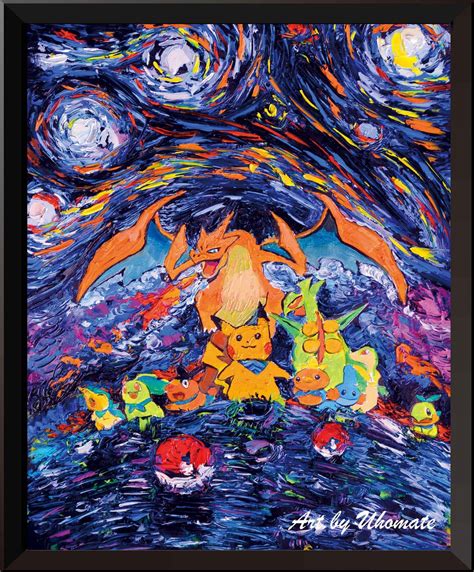 Vincent Van Gogh Starry Night Pikachu And Dragon Pokemon Go Inspired ...