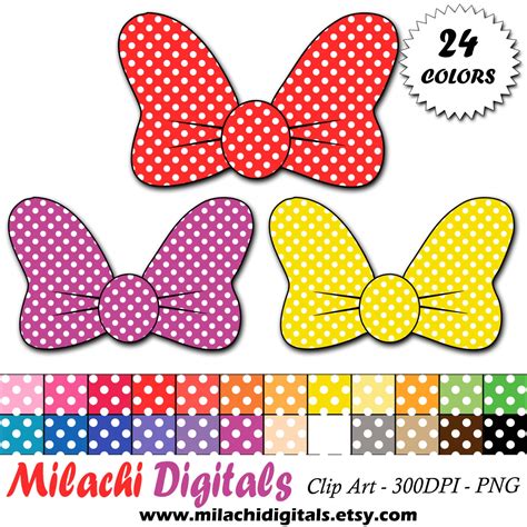 Minnie Mouse Bow Clipart Polka Dot Minnie Bows Clip Art | Etsy