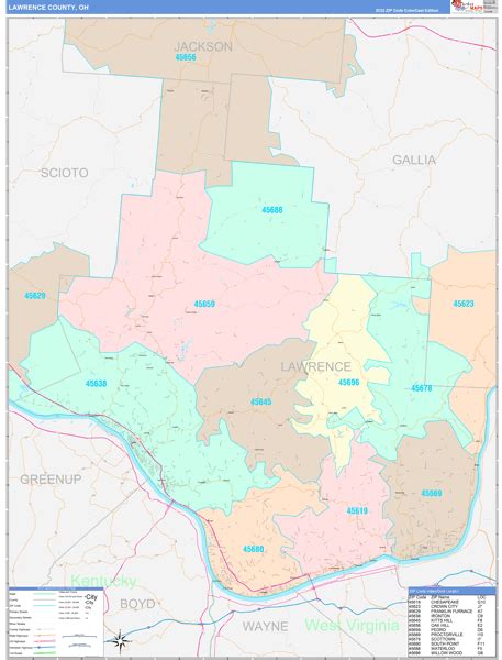 Lawrence County, OH Wall Map Color Cast Style by MarketMAPS - MapSales