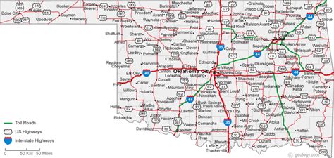 Printable Oklahoma Map With Cities